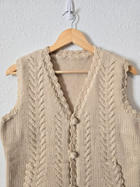 Neutral Button Up Knit Vest (M)