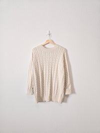 Oat Cable Knit Cotton Sweater (XS-L)