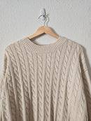 Oat Cable Knit Cotton Sweater (XS-L)