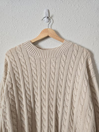 Oat Cable Knit Cotton Sweater (XS-L)