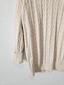 Oat Cable Knit Cotton Sweater (XS-L)