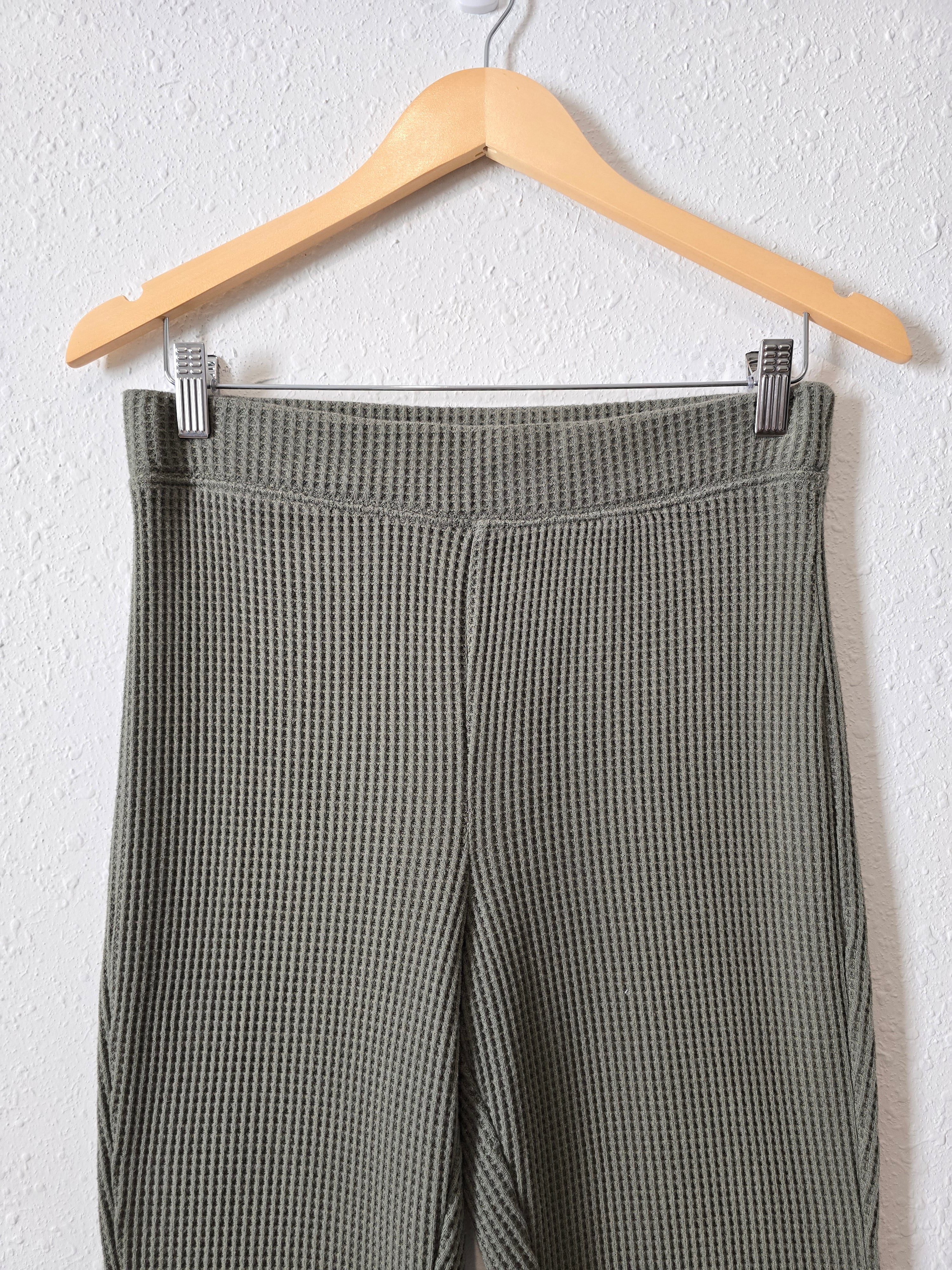 Aerie Green Waffle Flare Pants (M)