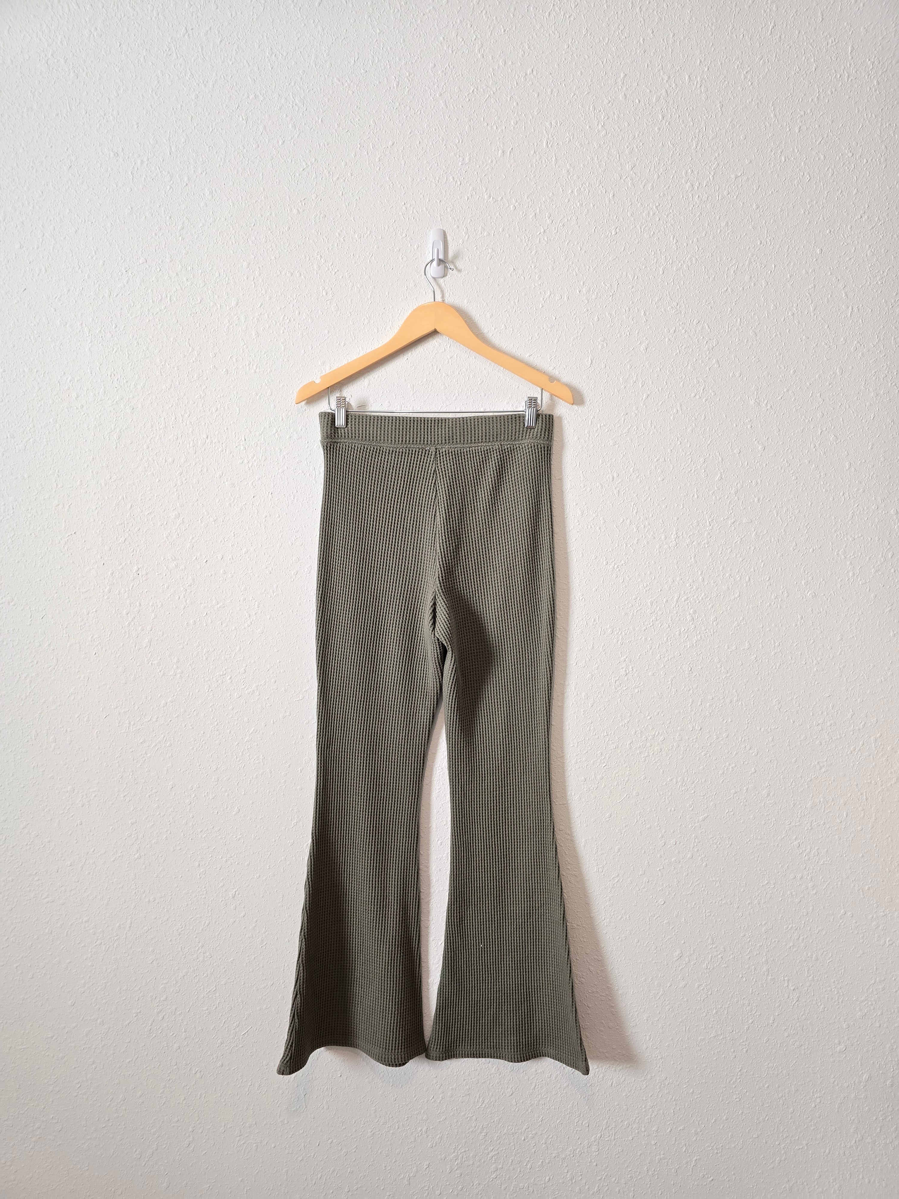 Aerie Green Waffle Flare Pants (M)