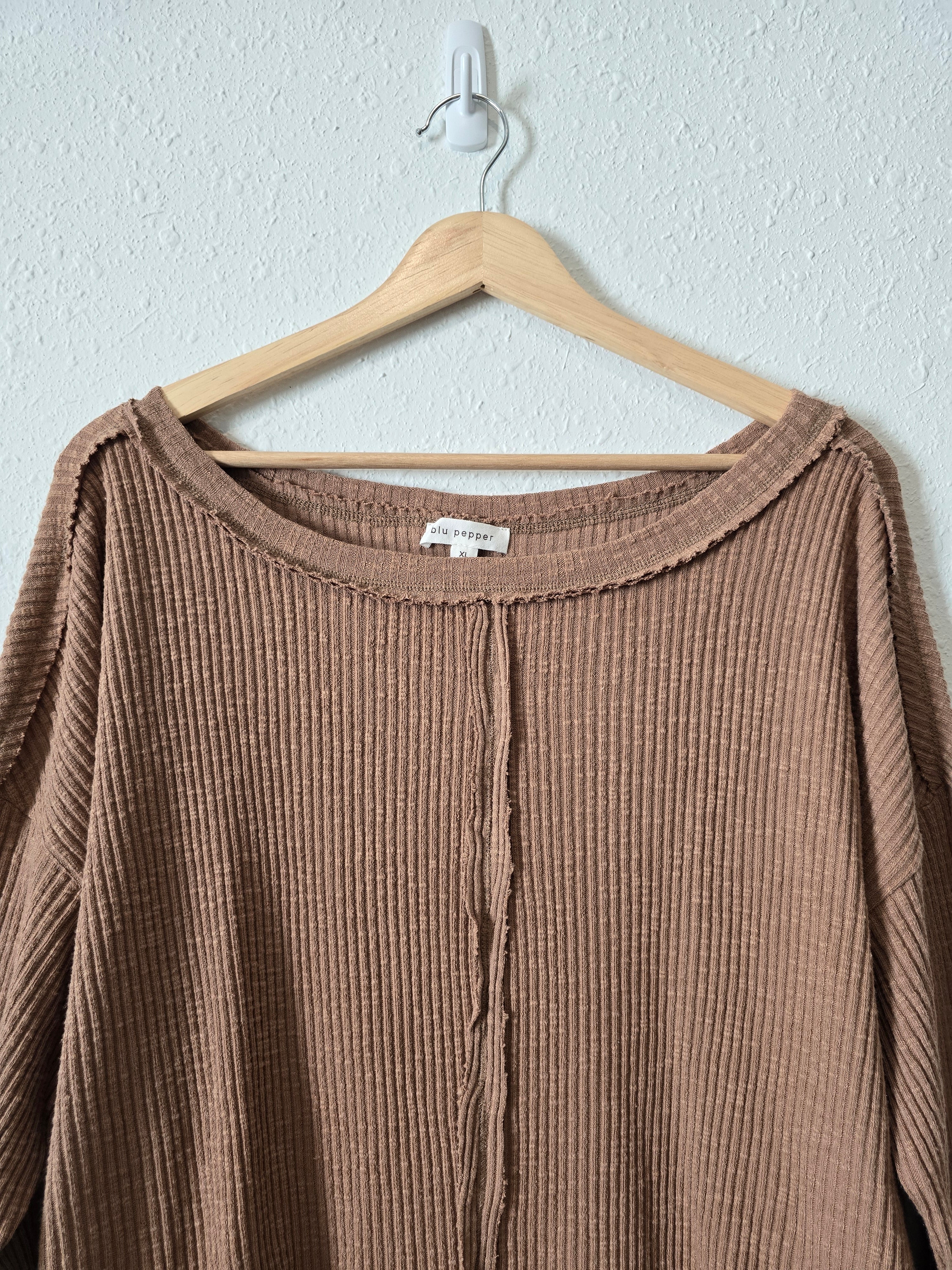 Blu Pepper Brown Ribbed Top (XL)