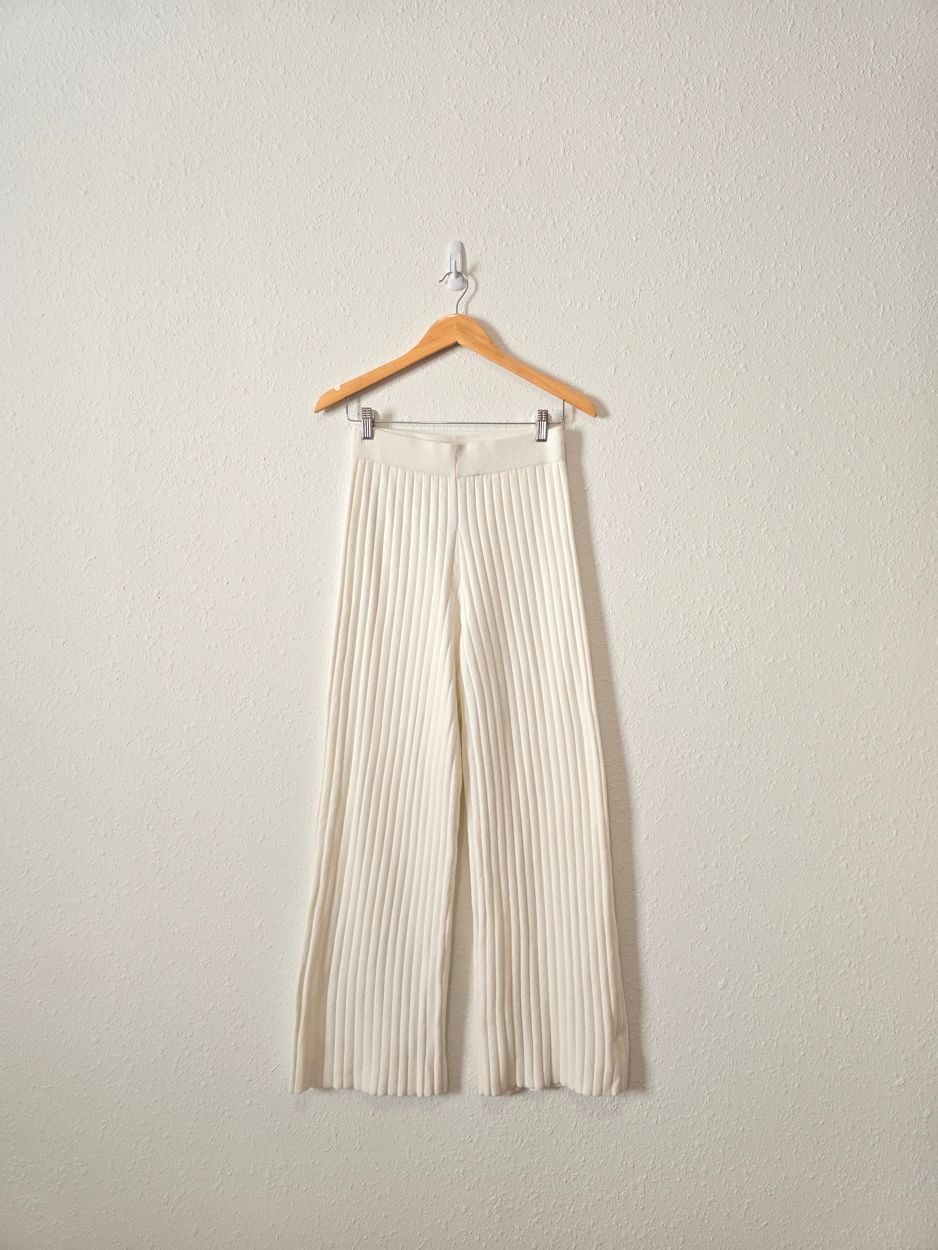 Ribbed Knit Wide Leg Pants (M)