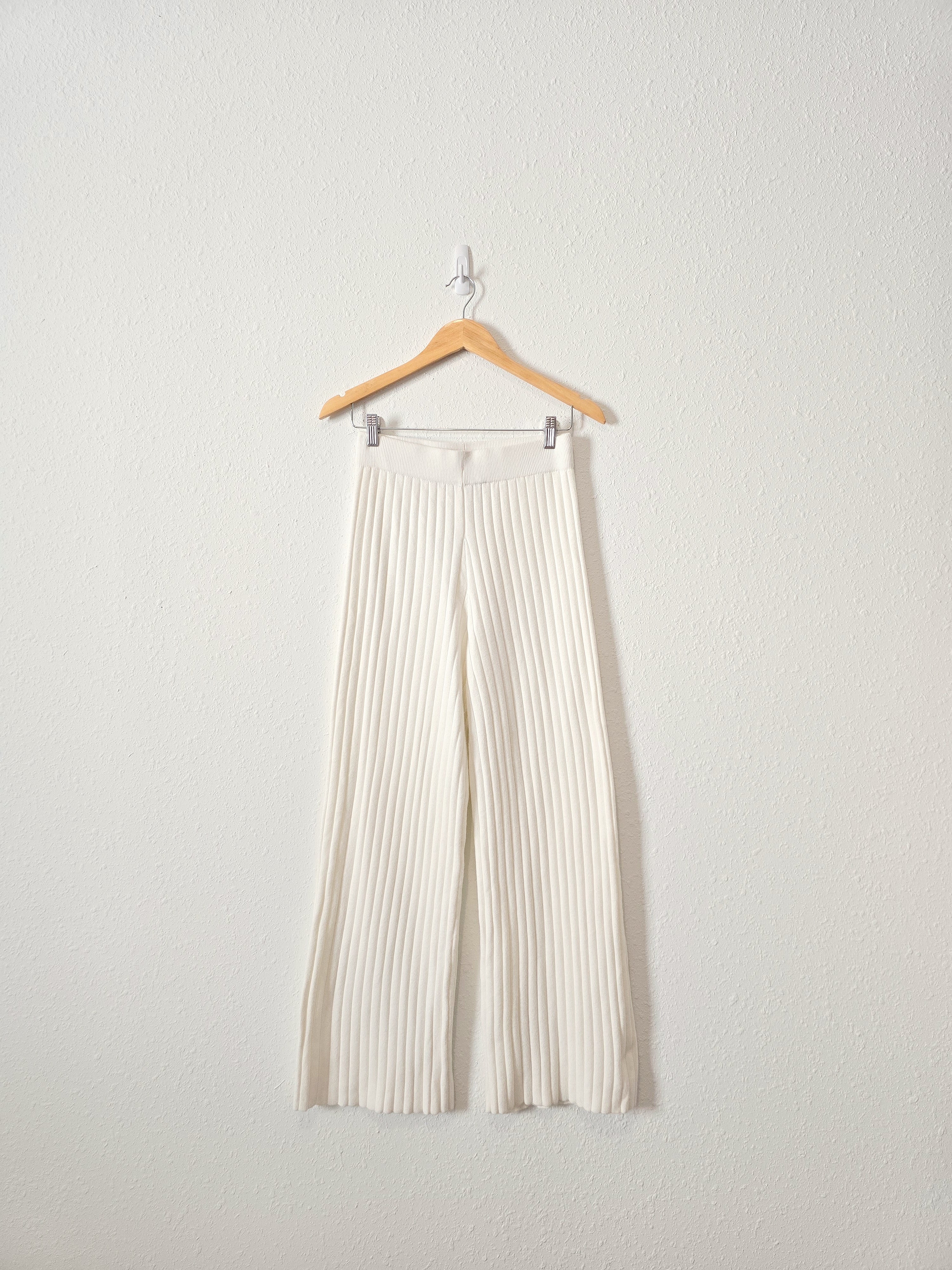 Ribbed Knit Wide Leg Pants (M)