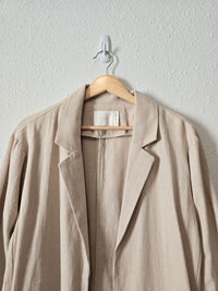 Cream Linen Long Blazer Coat (M)