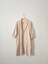 Cream Linen Long Blazer Coat (M)