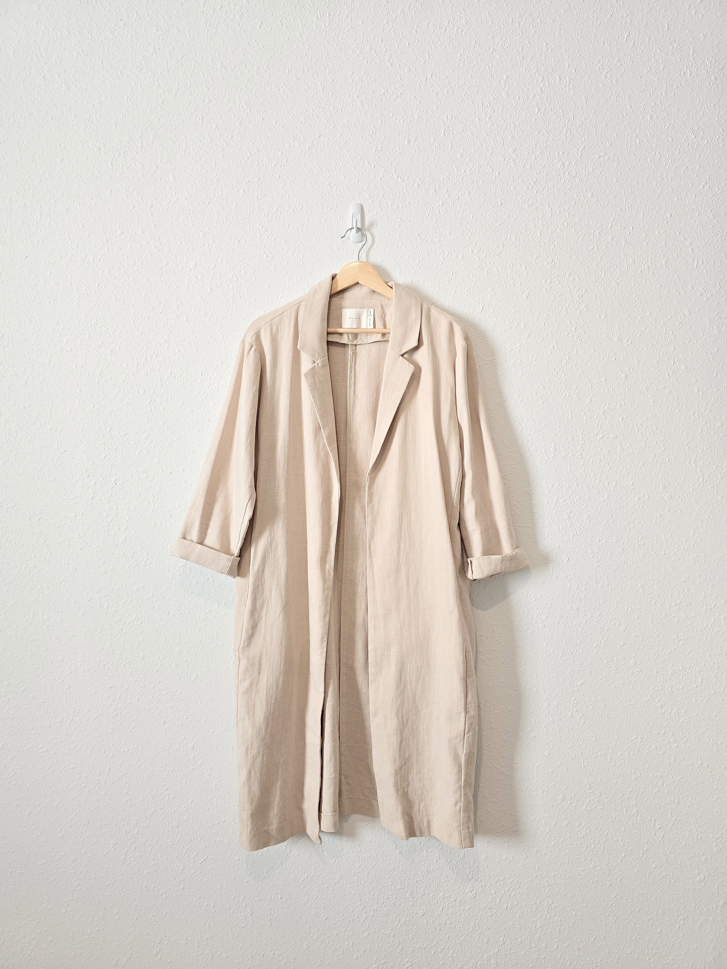 Cream Linen Long Blazer Coat (M)