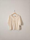 Cream Floral Eyelet Blouse (2X)