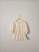 Cream Floral Eyelet Blouse (2X)