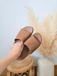 Sorel Brown Leather Slide Sandals (8)