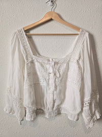 NEW White Floral Eyelet Top (L)