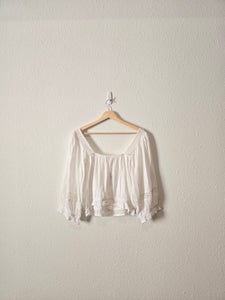 NEW White Floral Eyelet Top (L)