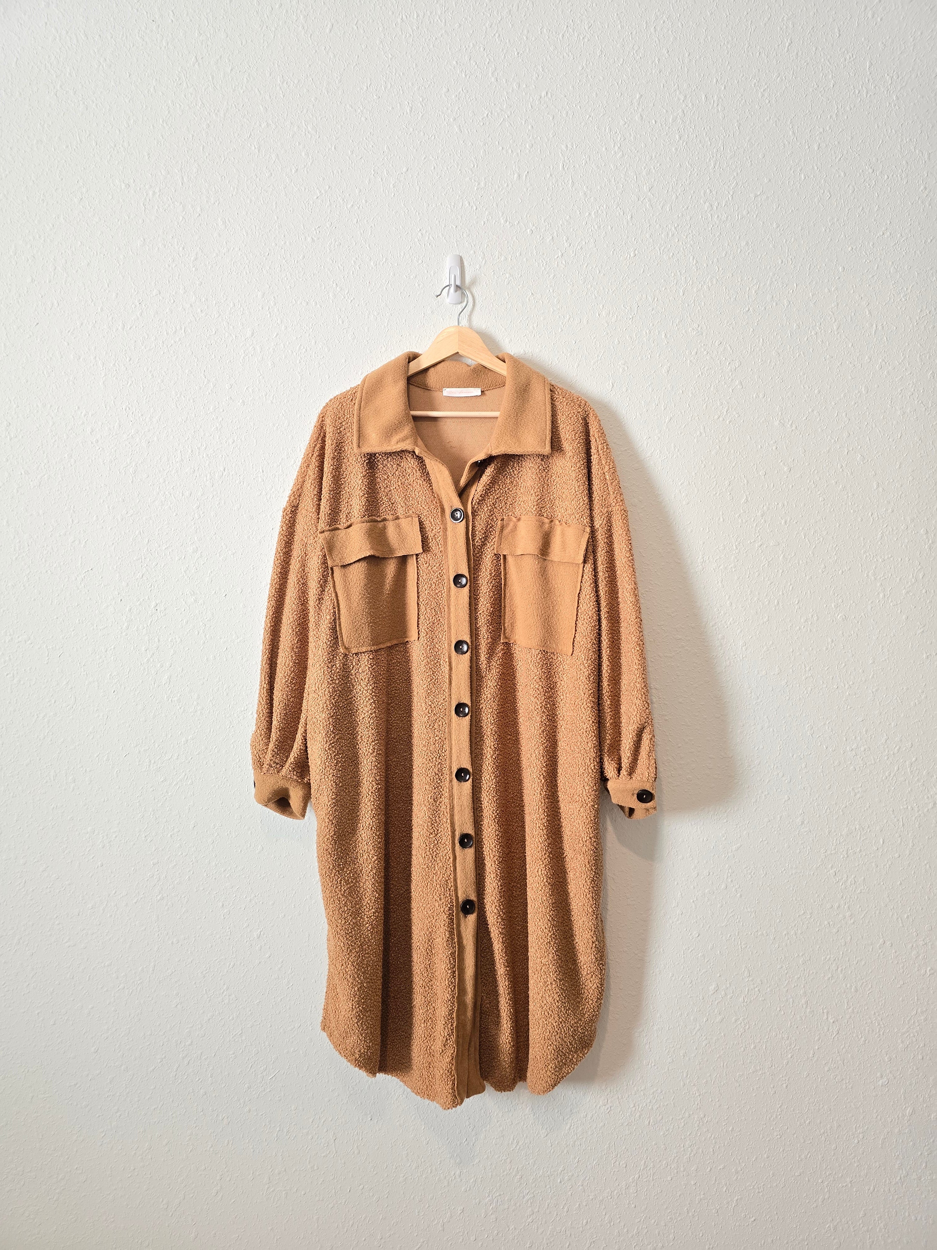 Long Sherpa Button Up Shacket (M)