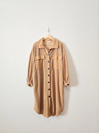 Long Sherpa Button Up Shacket (M)