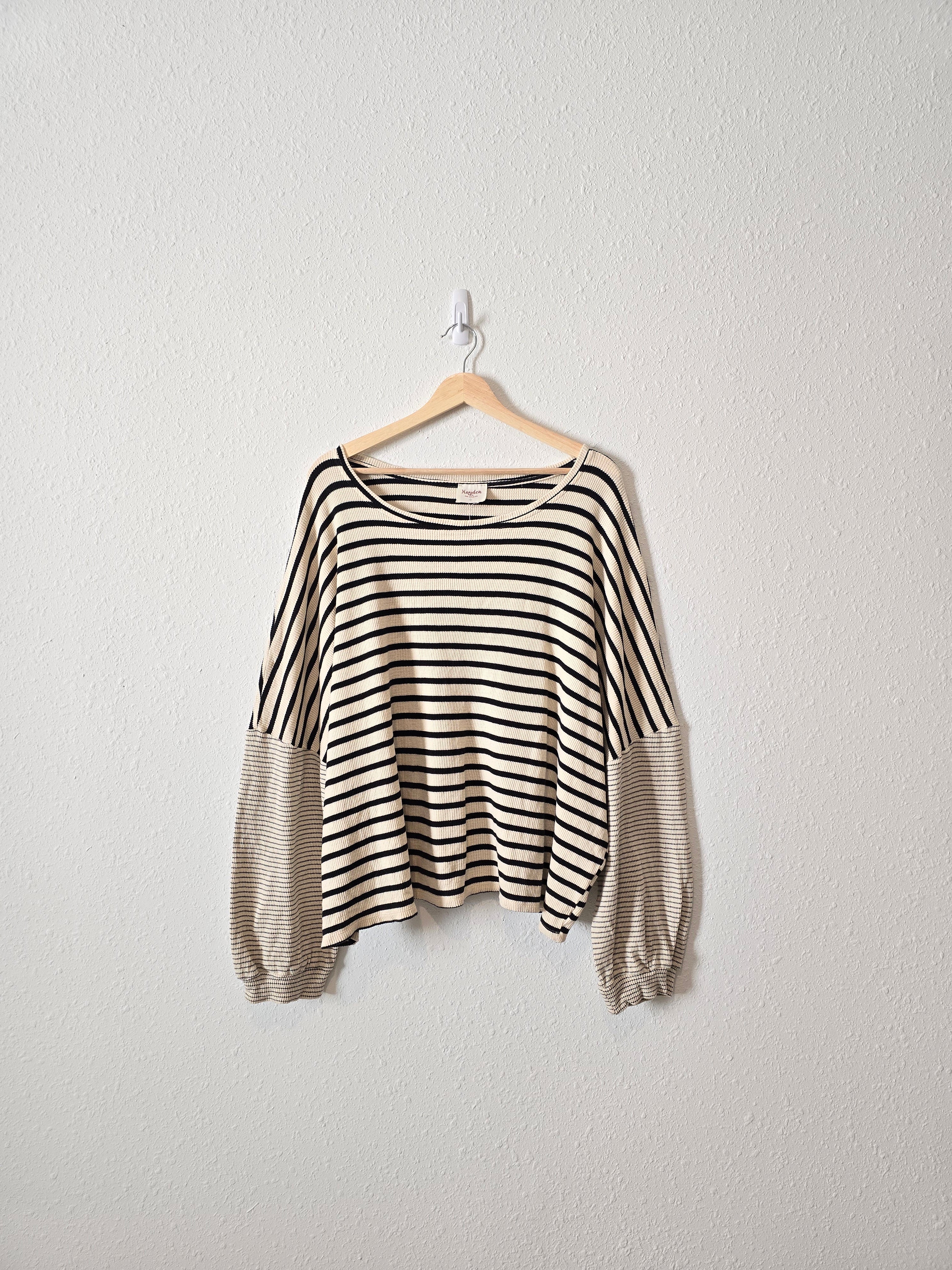 Hayden Striped Puff Sleeve Tee (3X)