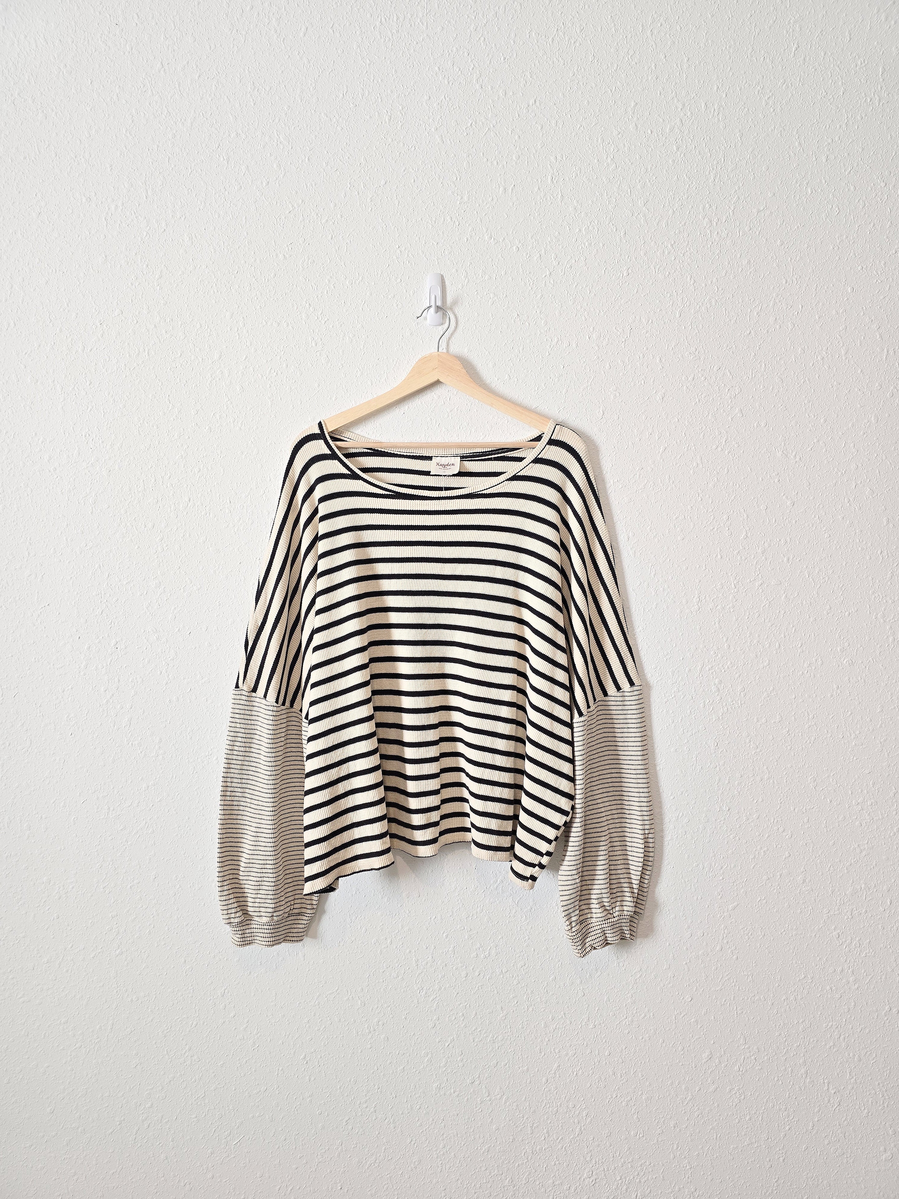 Hayden Striped Puff Sleeve Tee (3X)