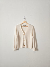 Ribbed Button Up Cotton Sweater (L)