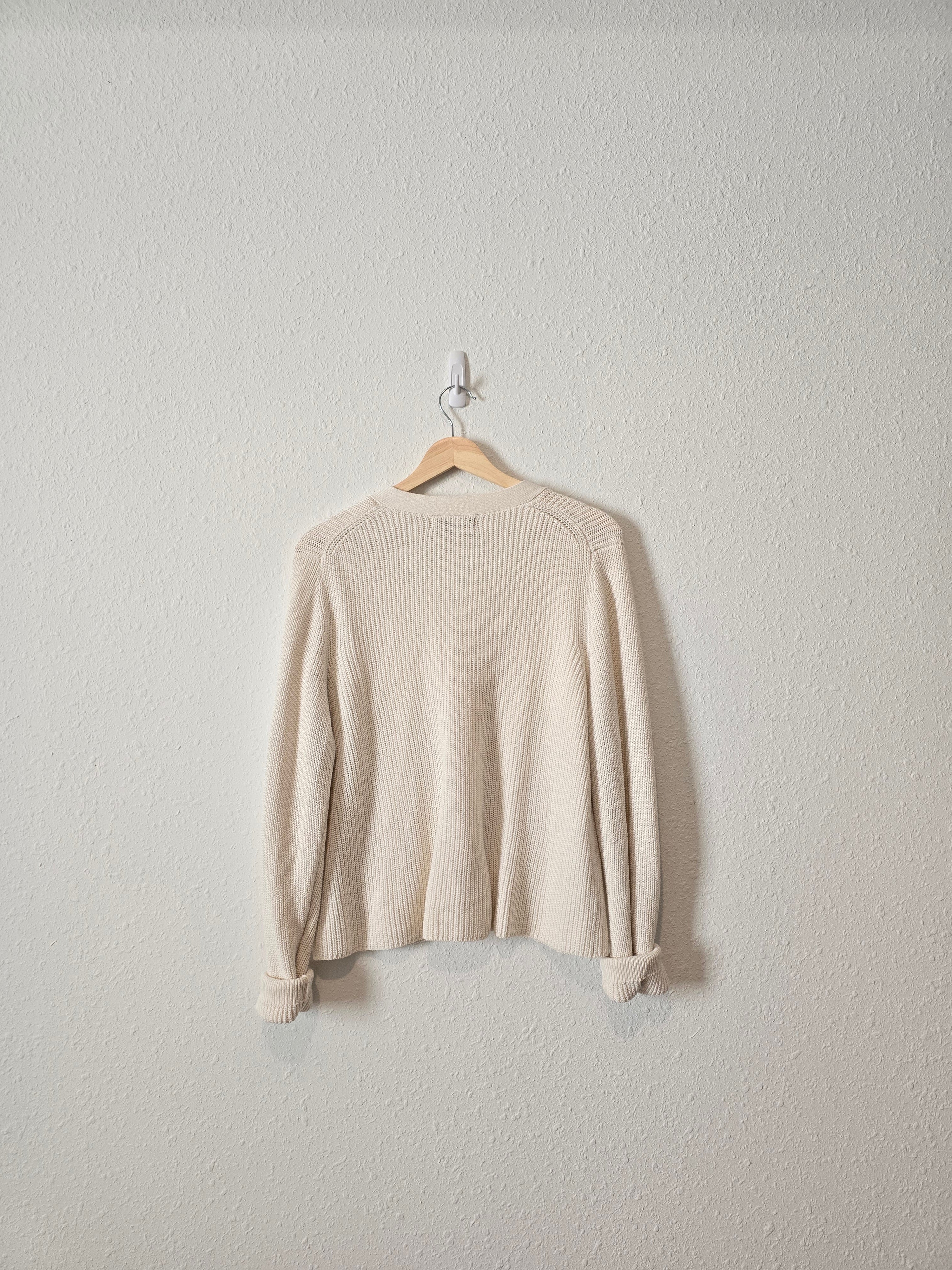 Ribbed Button Up Cotton Sweater (L)