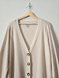 Cream Ribbed Duster Sweater (2X)