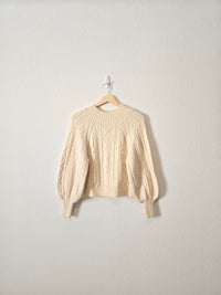 Cable Knit Puff Sleeve Sweater (M)