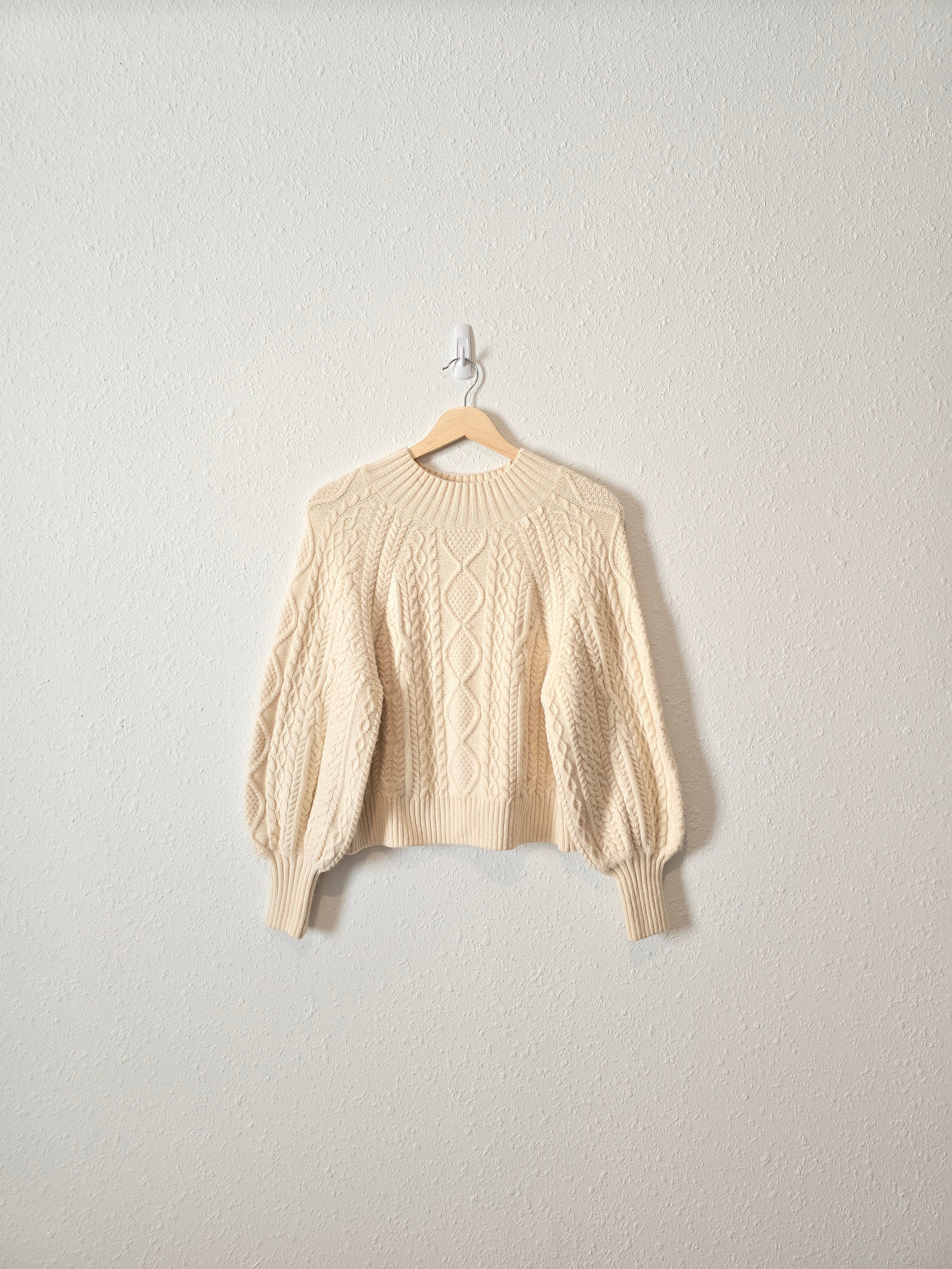 Cable Knit Puff Sleeve Sweater (M)