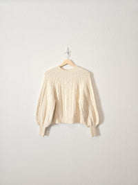 Cable Knit Puff Sleeve Sweater (M)