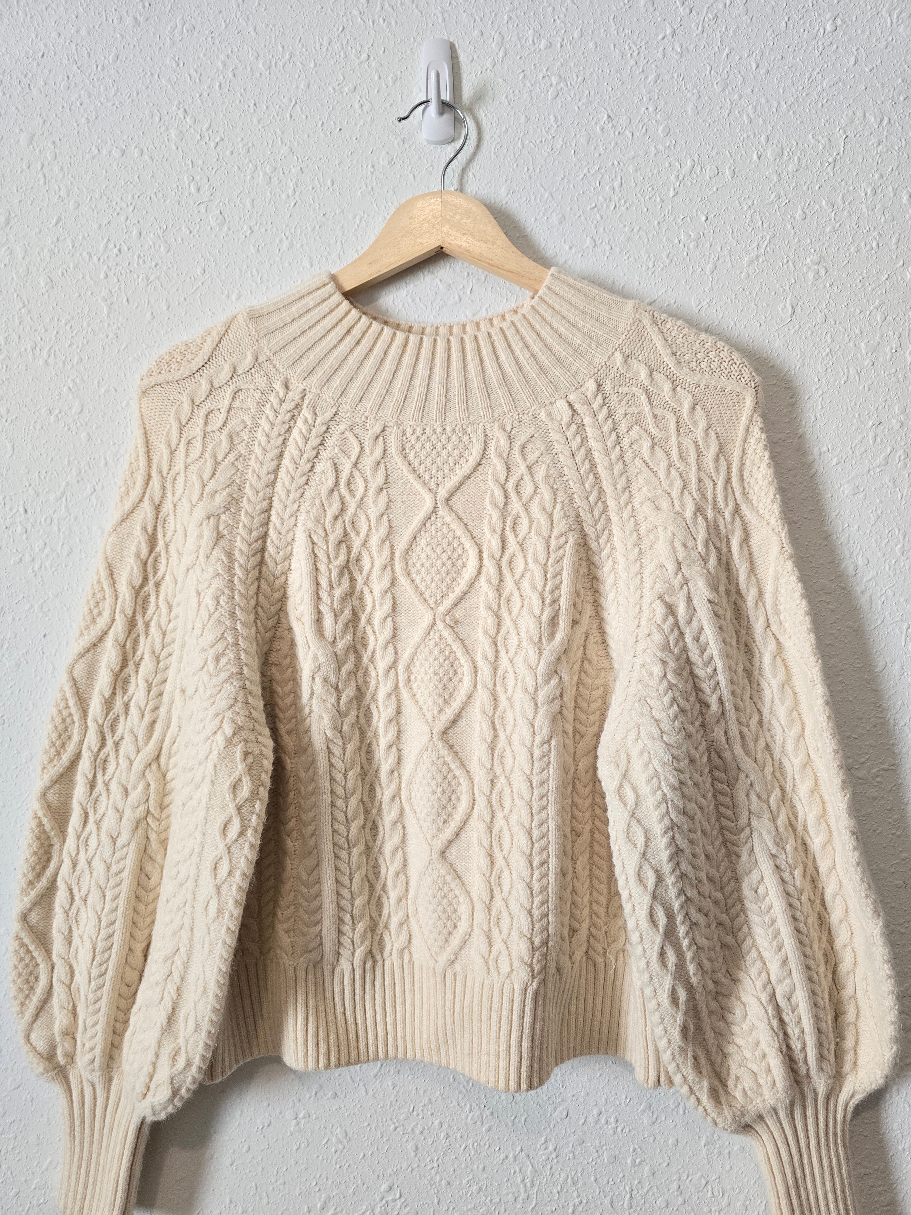 Cable Knit Puff Sleeve Sweater (M)