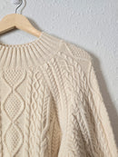 Cable Knit Puff Sleeve Sweater (M)