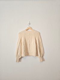 Cable Knit Puff Sleeve Sweater (M)