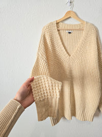 Oversized Cozy Waffle Sweater (M)