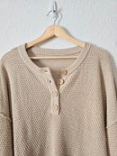 Waffle Knit Henley Sweater (XL)