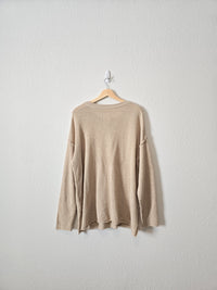 Waffle Knit Henley Sweater (XL)