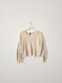 Neutral Textured Knit Sweater (S)