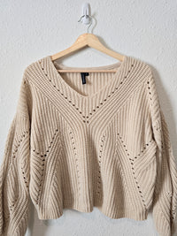 Neutral Textured Knit Sweater (S)