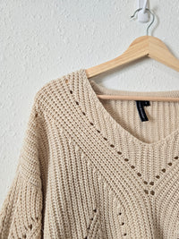 Neutral Textured Knit Sweater (S)