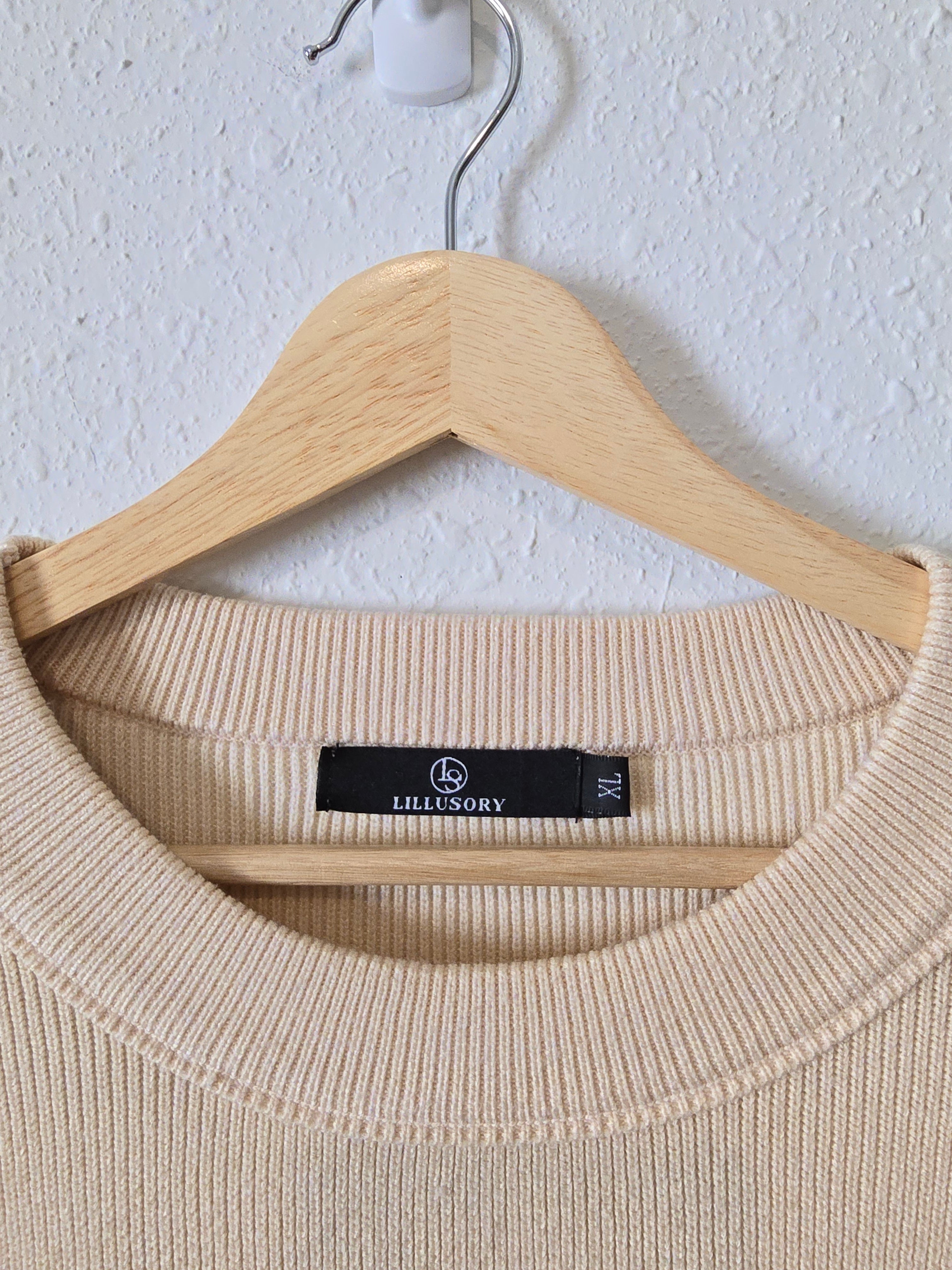 Ribbed Puff Sleeve Sweater (XL)