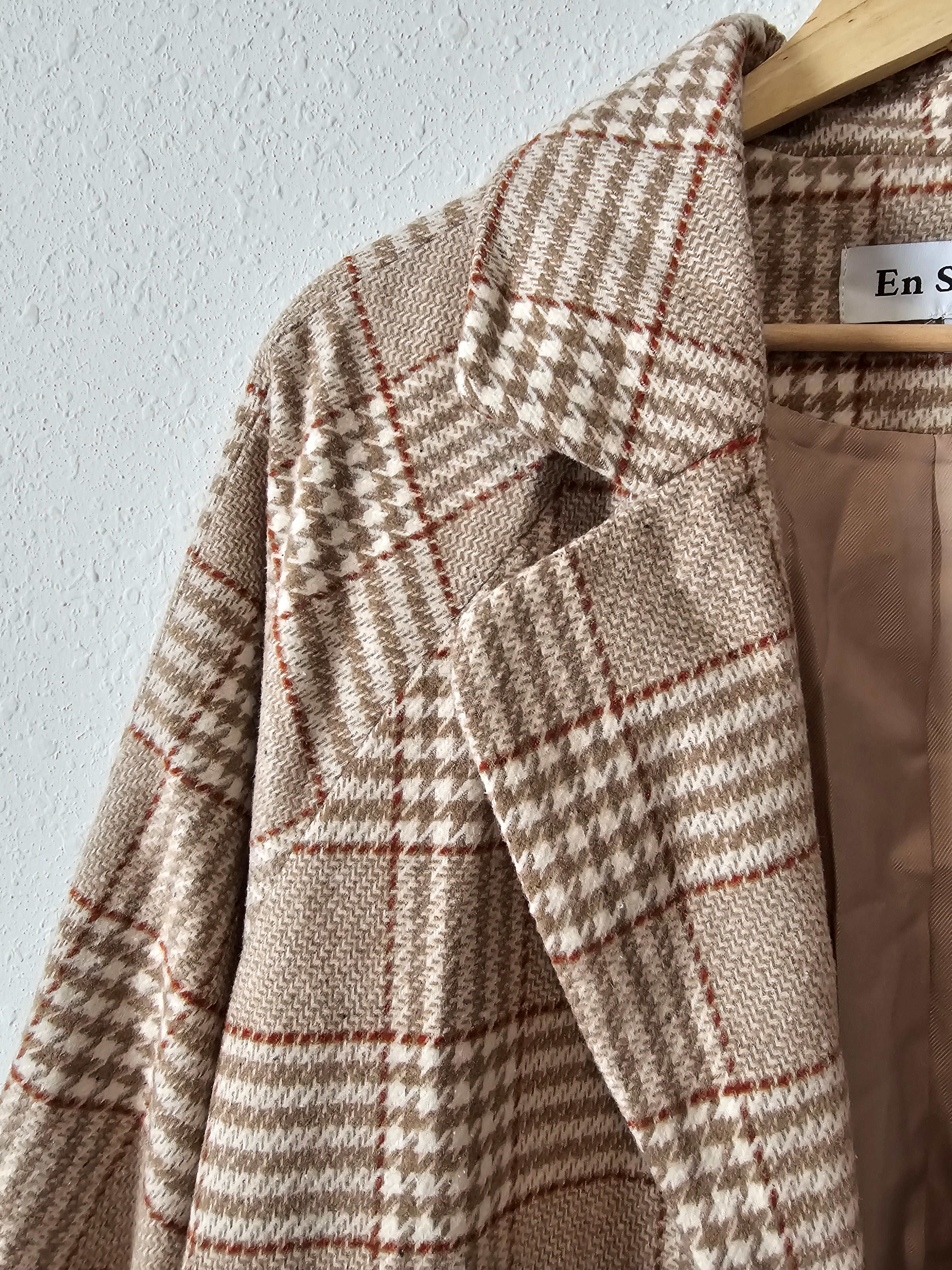 En Saison Long Plaid Peacoat (M)