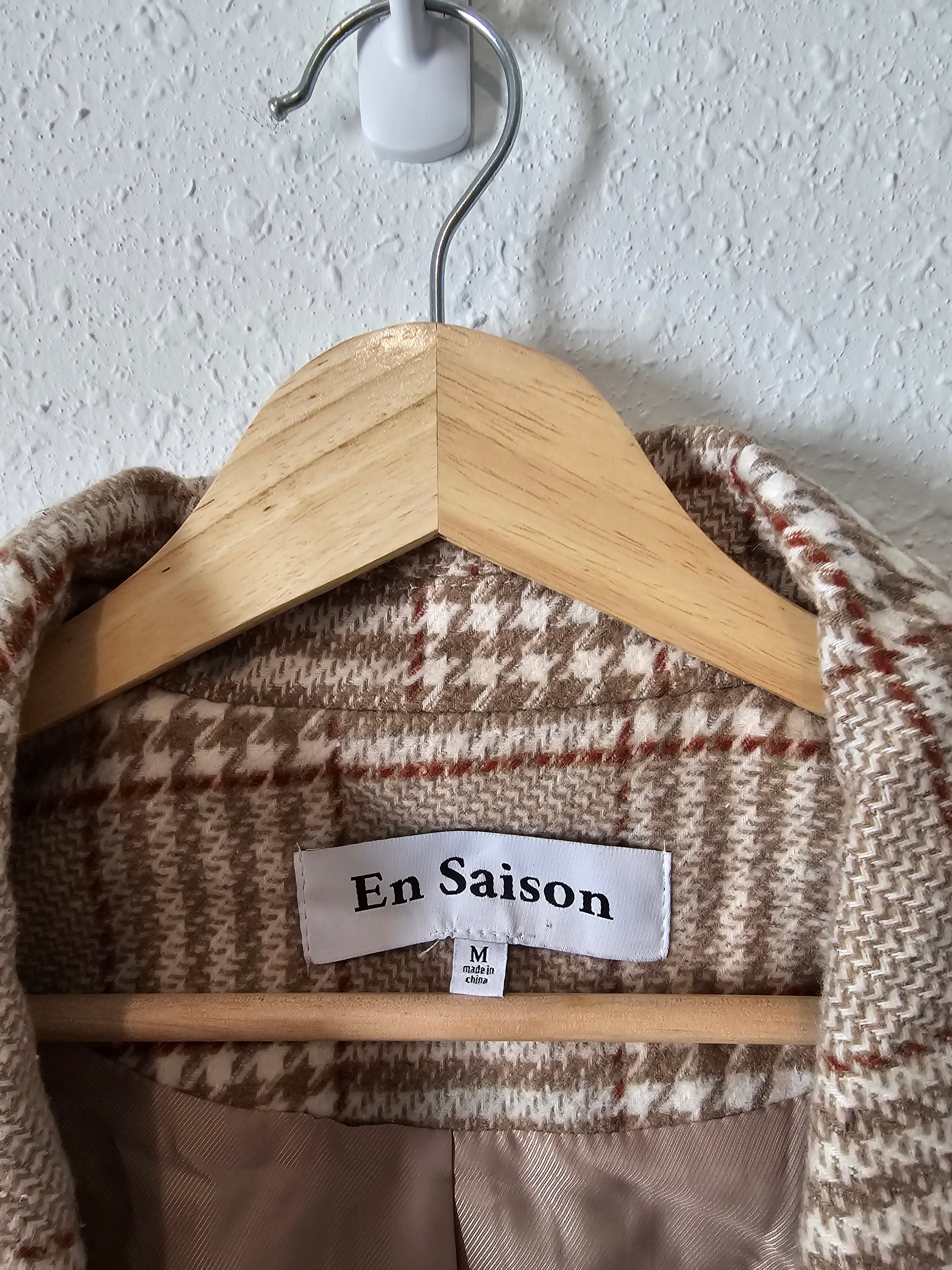 En Saison Long Plaid Peacoat (M)