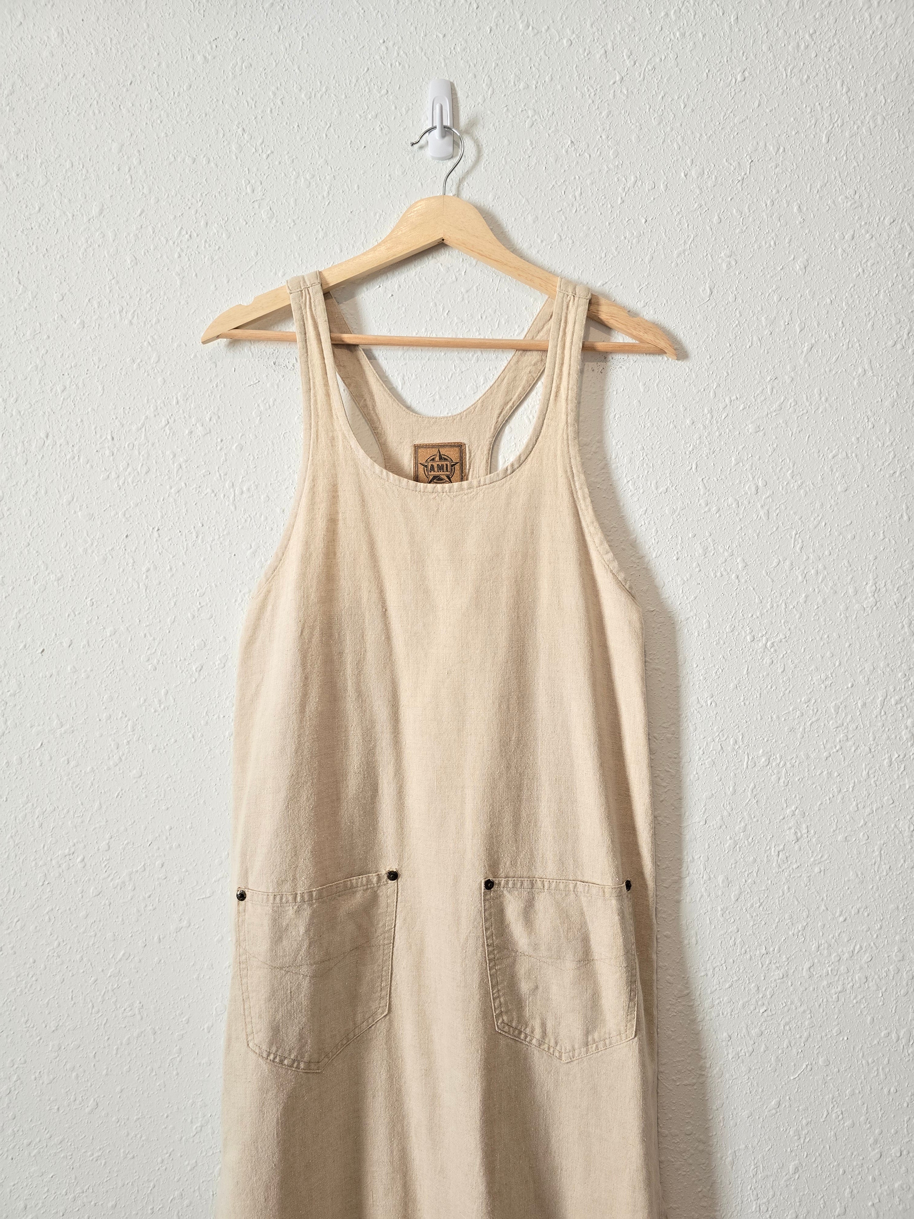 Vintage Linen Blend Midi Dress (S)