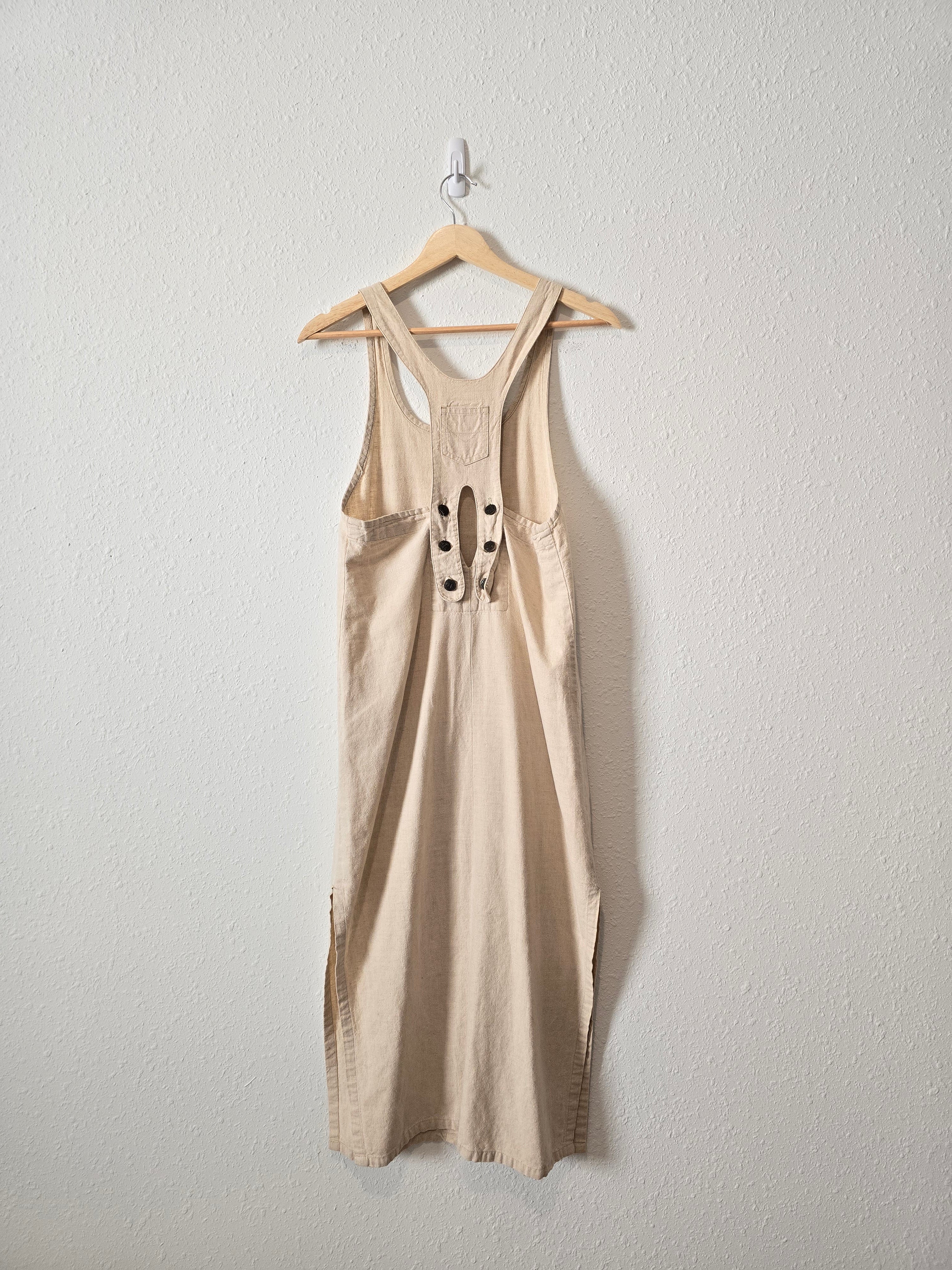 Vintage Linen Blend Midi Dress (S)