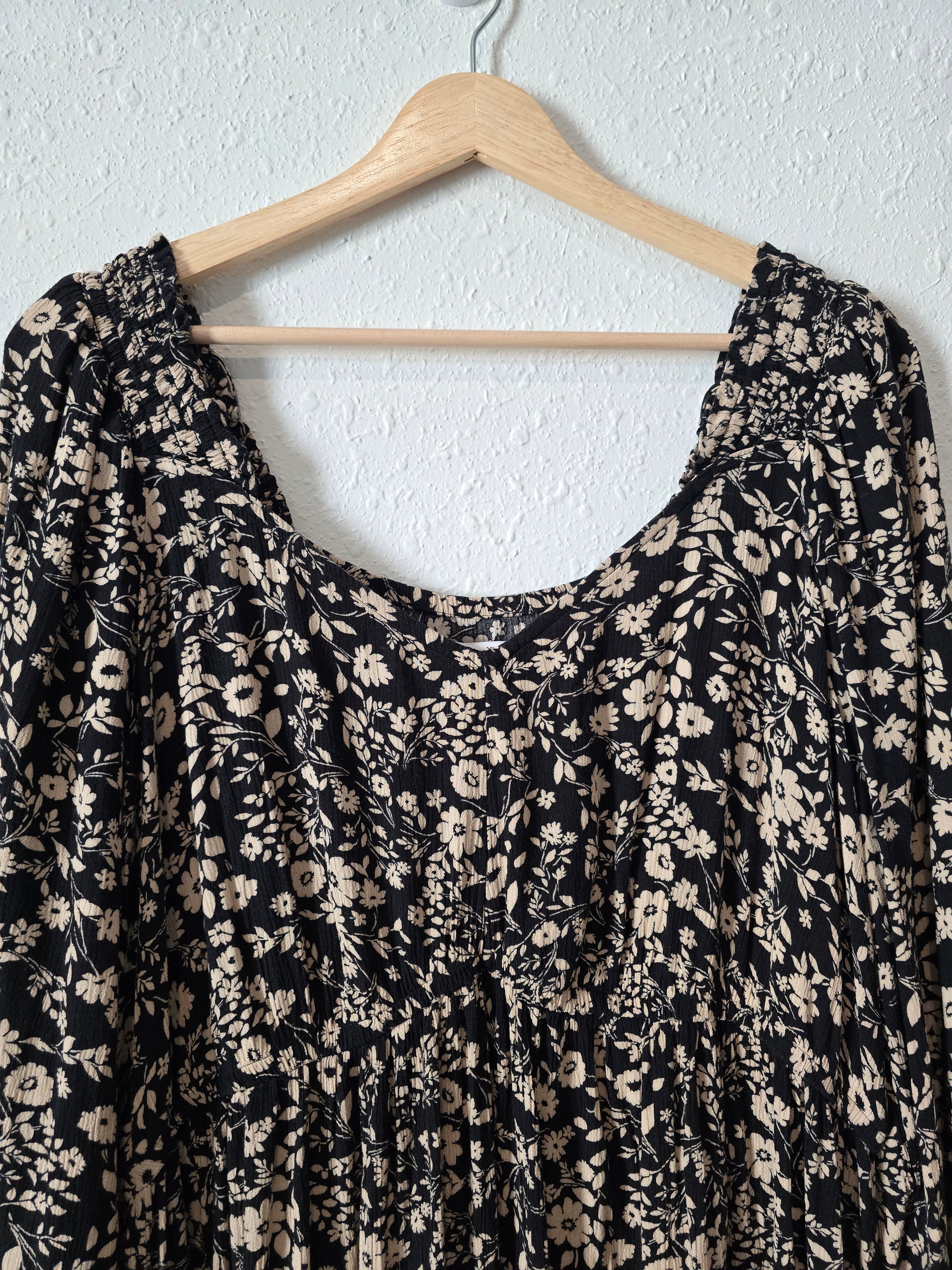 Black Floral Maxi Dress (XL)