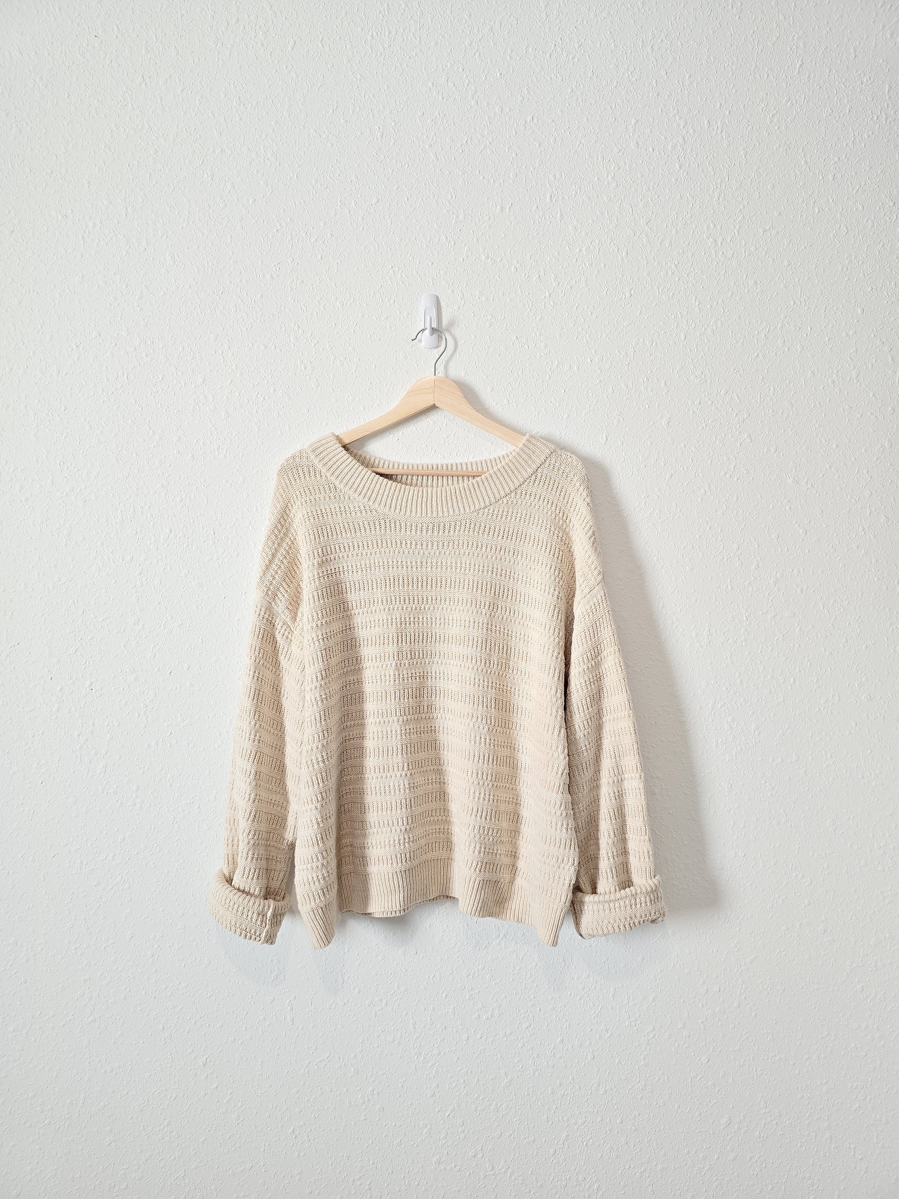 Neutral Textured Knit Sweater (XXL)