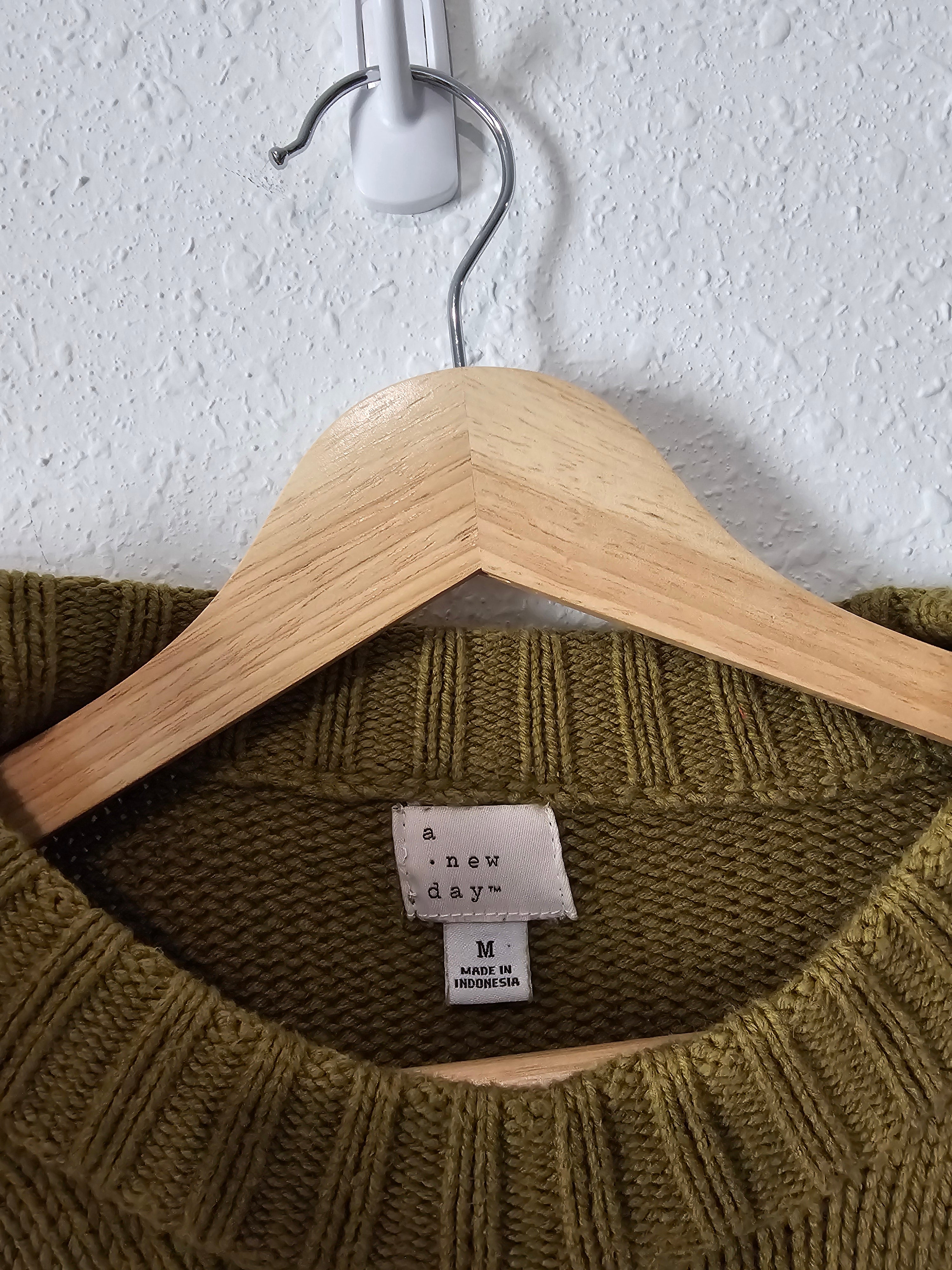 Green Ribbed Knit Sweater (M)