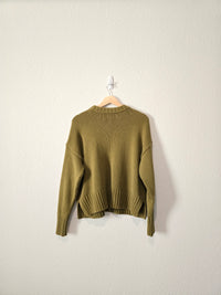 Green Ribbed Knit Sweater (M)