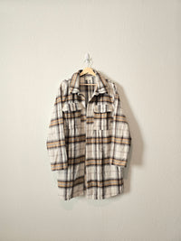 Melloday Plaid Open Shacket (2X)