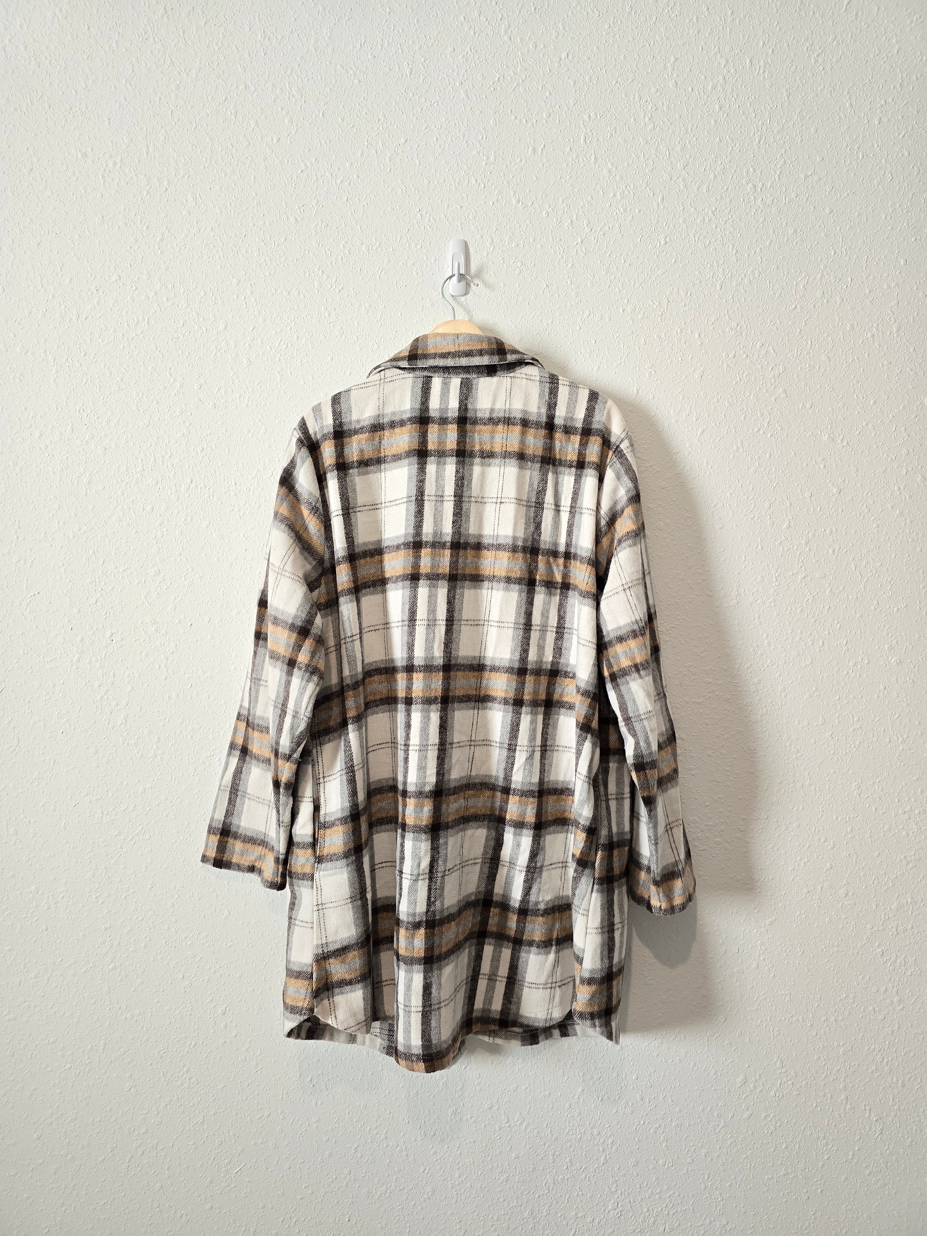 Melloday Plaid Open Shacket (2X)