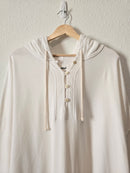 Aerie White Henley Sweatshirt (XXL)