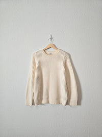 LL Bean Cream Ribbed Sweater (M)